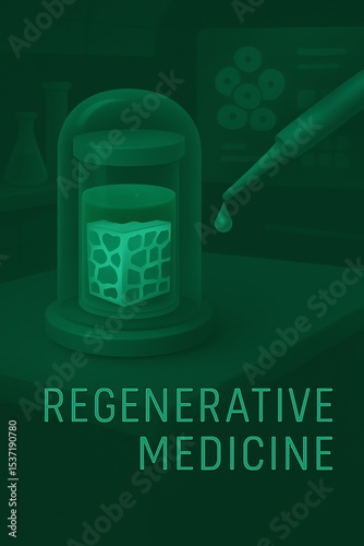 Regenerative medicine concept depicting cell growth and scientific research in laboratory setting