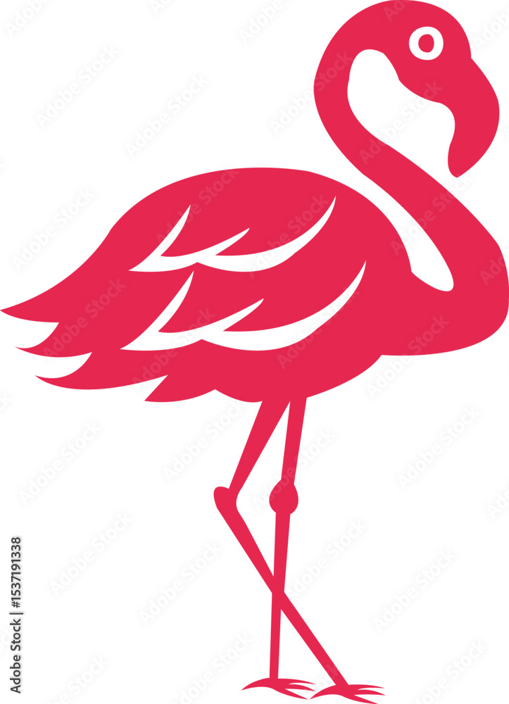 Obraz premium Flamingo clip art design on plain white transparent isolated background for sign, decal, card, shirt, hoodie, sweatshirt, apparel, tag, mug, icon, poster or badge