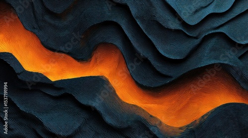 Abstract Wavy Terrain with Orange and Black Contrast