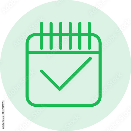 abstract green color calendar checkmark flat icon design