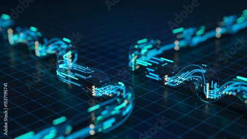 Futuristic technology background with glowing data streams and digital network connection concept