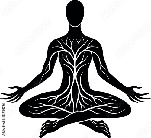 yoga silhouette vector on a transparent background