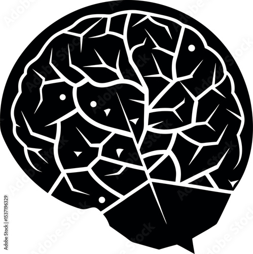 human brain silhouette vector on a transparent background