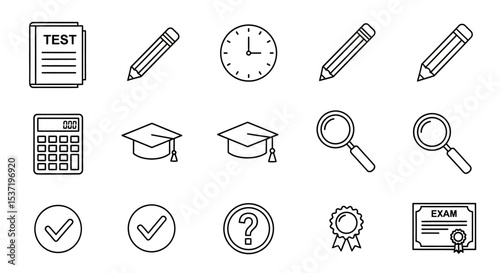 Education Icons  A Collection of Line Art Graphics for School, Learning, and Exams