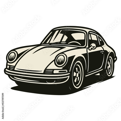 Vintage Classic Sports Car Vector Illustration – Retro Automobile Clipart


