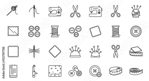 Sewing Icons A Comprehensive Collection of Line Art Graphics for Crafting Projects