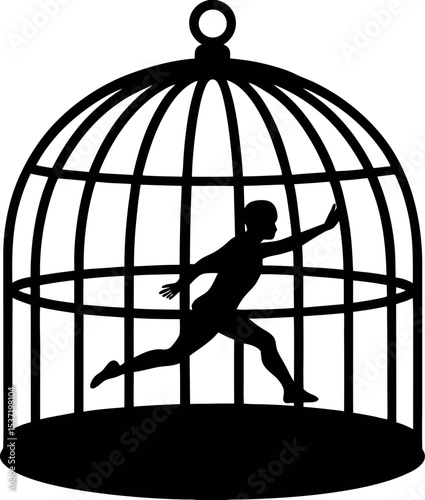 silhouette of a man in the cage