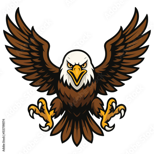Flying Bald Eagle Mascot Vector – Aggressive Bird Clipart Design


