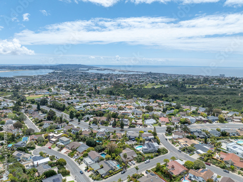 Aerial view of residential urban sprawl in San Diego, South California, USA