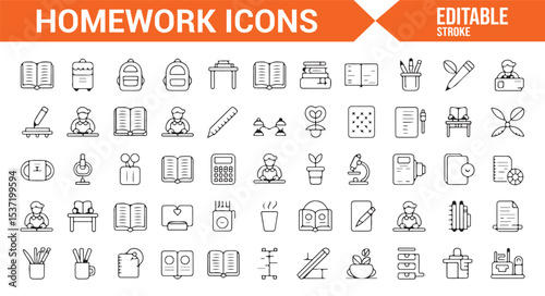 Editable Icons for School, Education, and Homework Projects