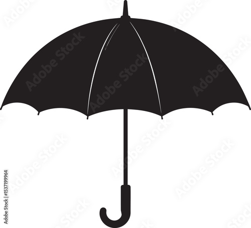 Elegant Umbrella Silhouette in Black | Graphic Icon Illustration Vector Format