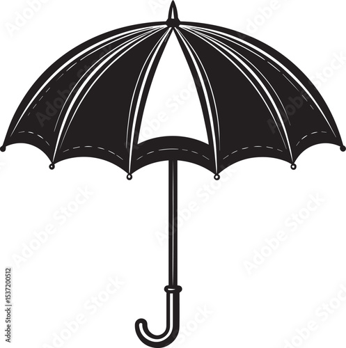Elegant Umbrella Silhouette in Black | Graphic Icon Illustration Vector Format