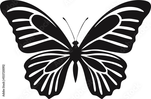 Monarch Butterfly Silhouette – Beautiful Insect Vector Illustration with Detailed Wings