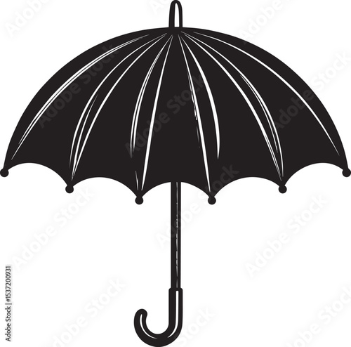 Elegant Umbrella Silhouette in Black | Graphic Icon Illustration Vector Format