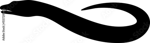 Eel Silhouette – Slender Aquatic Fish Vector Illustration with Wavy Body