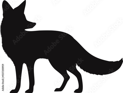 Fox Silhouette – Wild Canine Vector Illustration with Bushy Tail