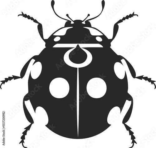 Ladybug Silhouette – Cute Insect Vector Illustration with Spotted Wings