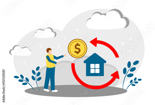  The concept of buying real estate, mortgage and renting housing