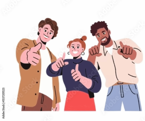 Happy people pointing at you, choosing and inviting hand gesture. Excited positive team picking, indicating with finger. Hiring, choice concept. Flat vector illustration isolated on white background