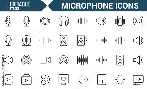 Vector Icons for Microphones, Sound Systems, and Audio Tools