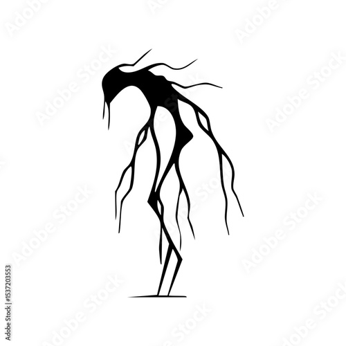 Abstract black vector of a trembling humanoid figure representing fear and anxiety.

