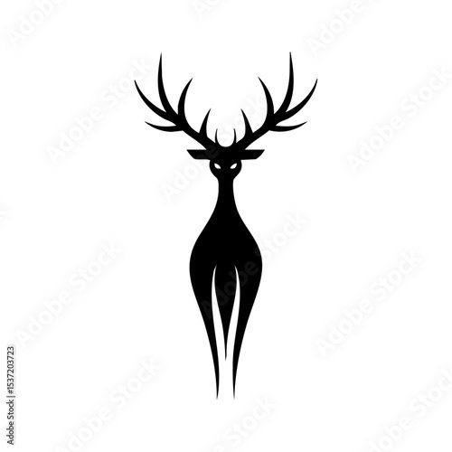 Elegant silhouette of leshy forest god with long limbs and antlers, symbolizing nature's mystery.

