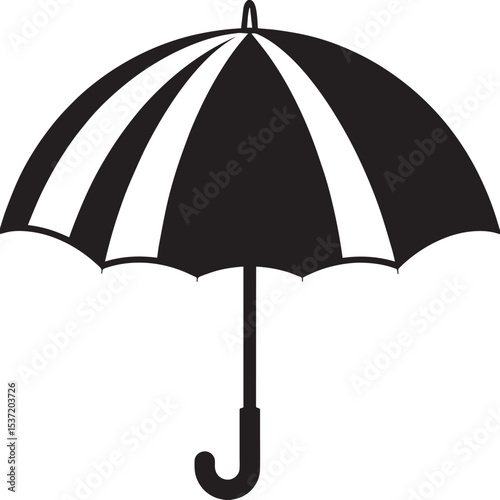 Elegant Umbrella Silhouette in Black | Graphic Icon Illustration Vector Format