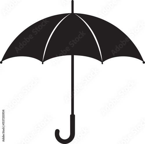 Elegant Umbrella Silhouette in Black | Graphic Icon Illustration Vector Format