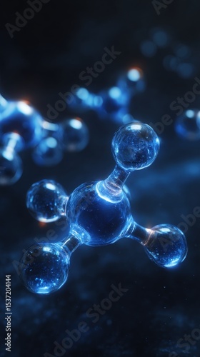 Blue Molecular Structure in a Dark Background