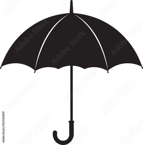 Elegant Umbrella Silhouette in Black | Graphic Icon Illustration Vector Format