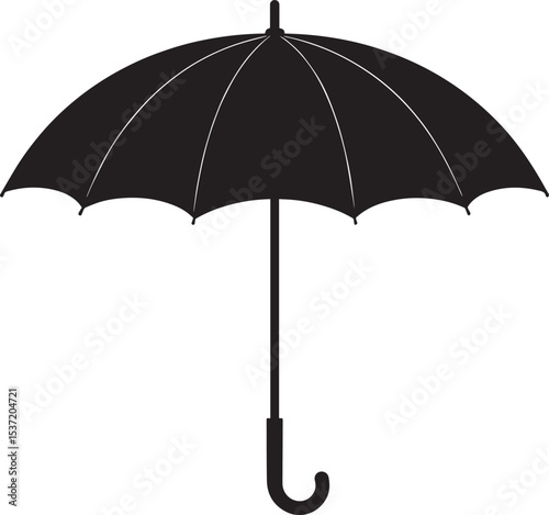 Elegant Umbrella Silhouette in Black | Graphic Icon Illustration Vector Format
