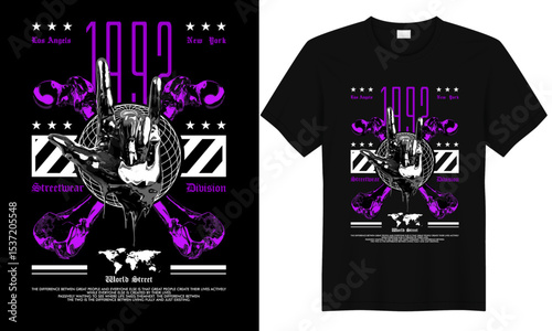 Edgy T-shirt Design: Graphic illustration showcasing a bold graphic element, perfect for modern fashion
