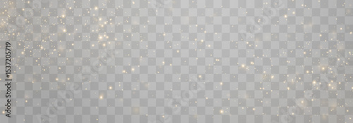Vector magical light dust, dusty shine. Flying particles of light png. Sparkling fairy dust shining on a transparent background. Christmas light effect. Vector illustration isolated on PNG 