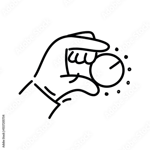 Illustration of hand turning dial control knob for volume adjustment or setting temperature in black and white style vector