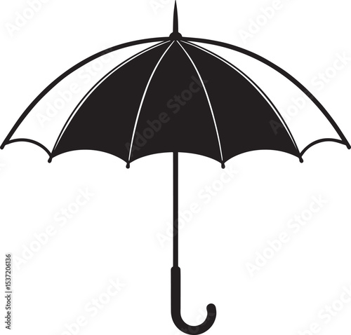 Elegant Umbrella Silhouette in Black | Graphic Icon Illustration Vector Format