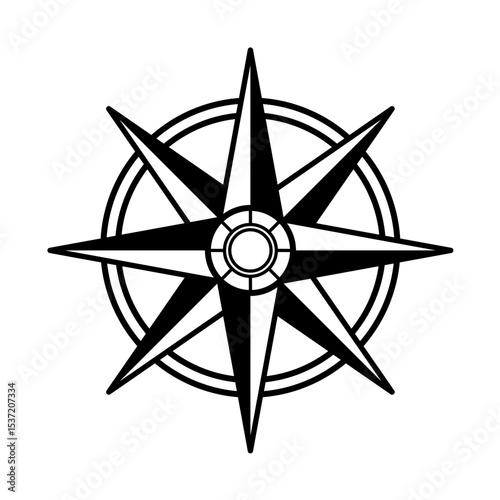 Vintage Compass Rose, Cardinal Directions – Vector Illustration