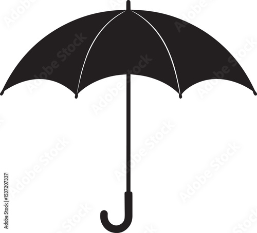 Elegant Umbrella Silhouette in Black | Graphic Icon Illustration Vector Format