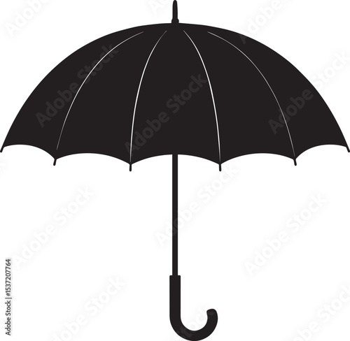 Elegant Umbrella Silhouette in Black | Graphic Icon Illustration Vector Format