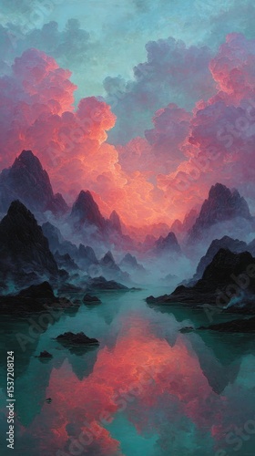 Serenity at Dusk: Mountain Reflections in a Calm Lake