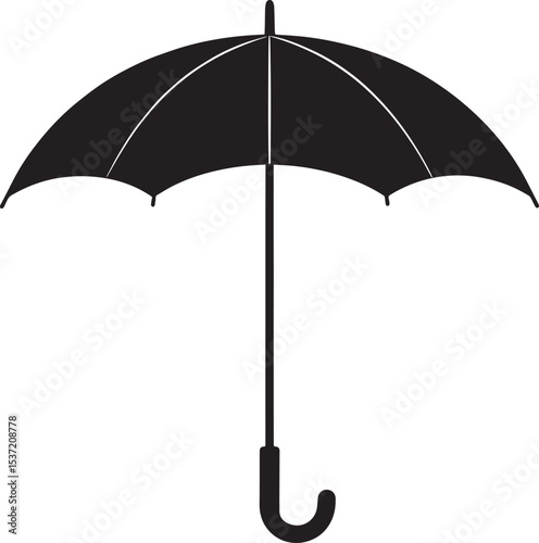 Elegant Umbrella Silhouette in Black | Graphic Icon Illustration Vector Format