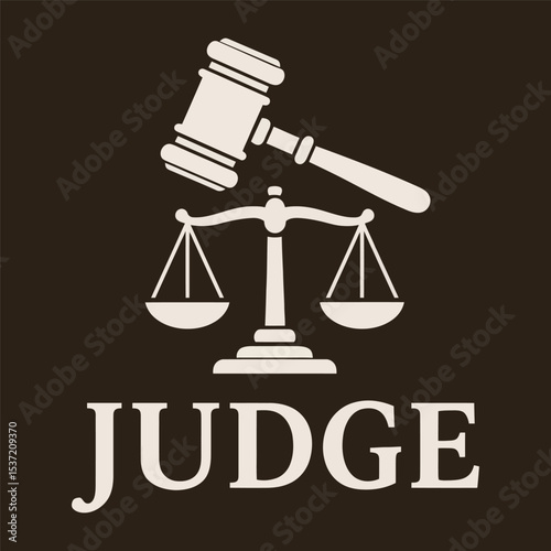 Vector justice gavel and scales icon for legal design.