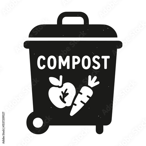 Vector icon of compost bin with produce.