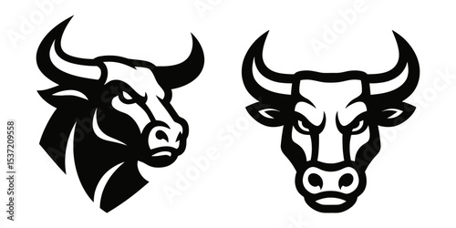 Vector icon of powerful bull head.