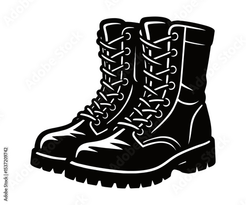 Vector illustration of detailed combat boots.