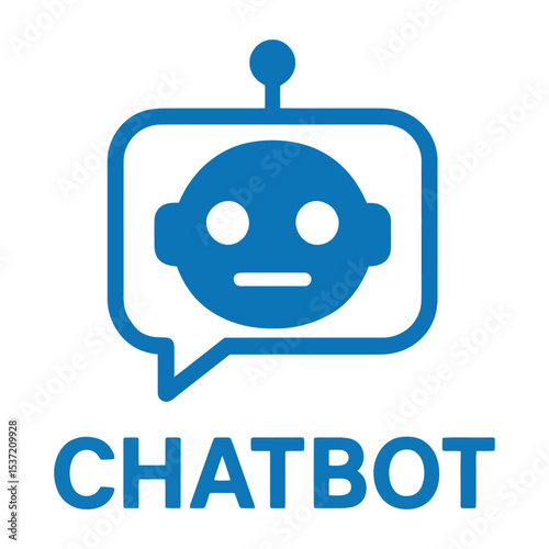 Friendly chatbot icon in speech bubble tech logo design.