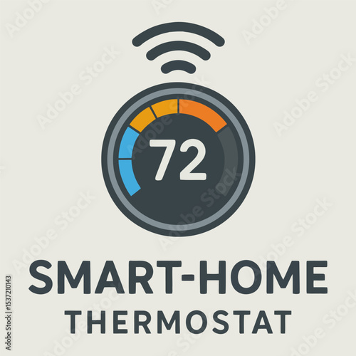 Vector icon of smart-home thermostat with temperature display.