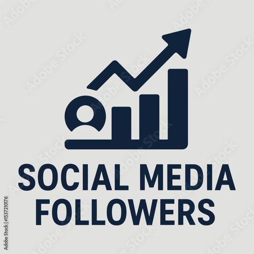 Vector icon of social media followers growth chart.
