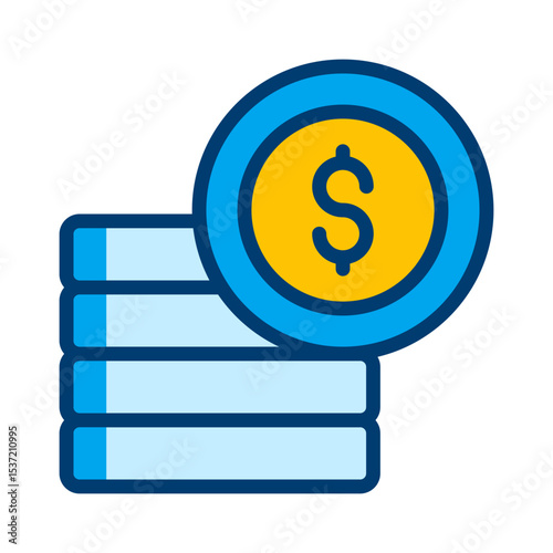 Stylized money icon with dollar sign, financial growth and savings concept