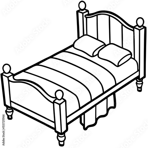 Modern Bed Icon on White