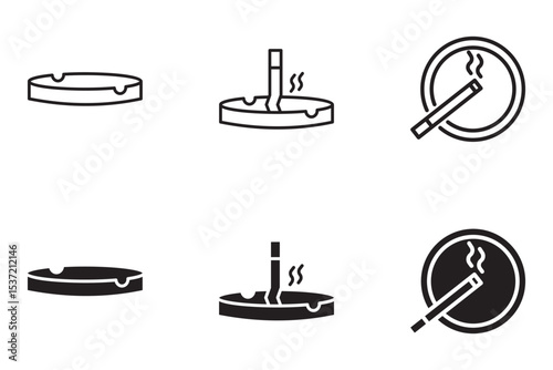 ashtray icon set. simple vector eps